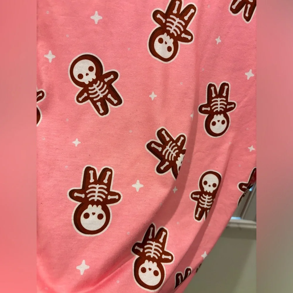 Em & Sprout Skeleton Gingerbread Pink Pajama Set Size Large